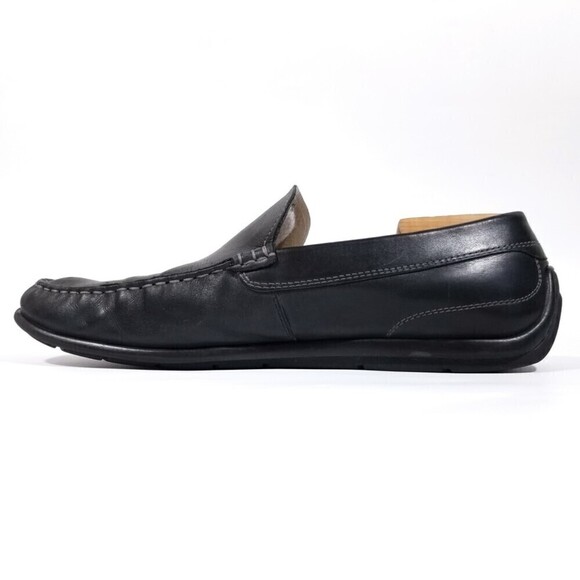 ecco Black Leather Moccasin Slip On Loafers Driving Shoes Old Money Quiet Luxury - Picture 4 of 10